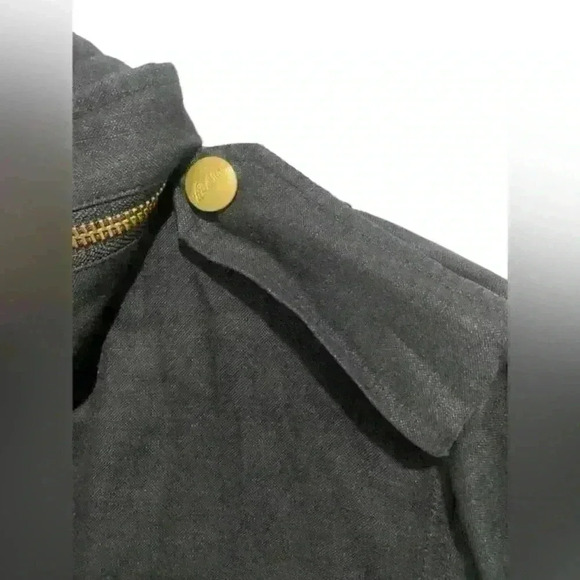 LL Bean Jacket Womens XS Black Chore Coat Linen Rayon Blend Hide Away Hood - Picture 4 of 13